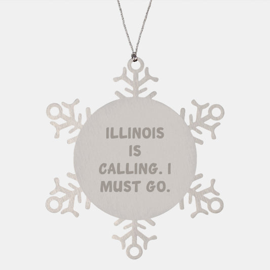Illinois Snowflake Ornament, Funny Quote, Christmas Unique Gifts from Friends to Illinois Enthusiasts, Gifts for Illinois Lovers - Image 1