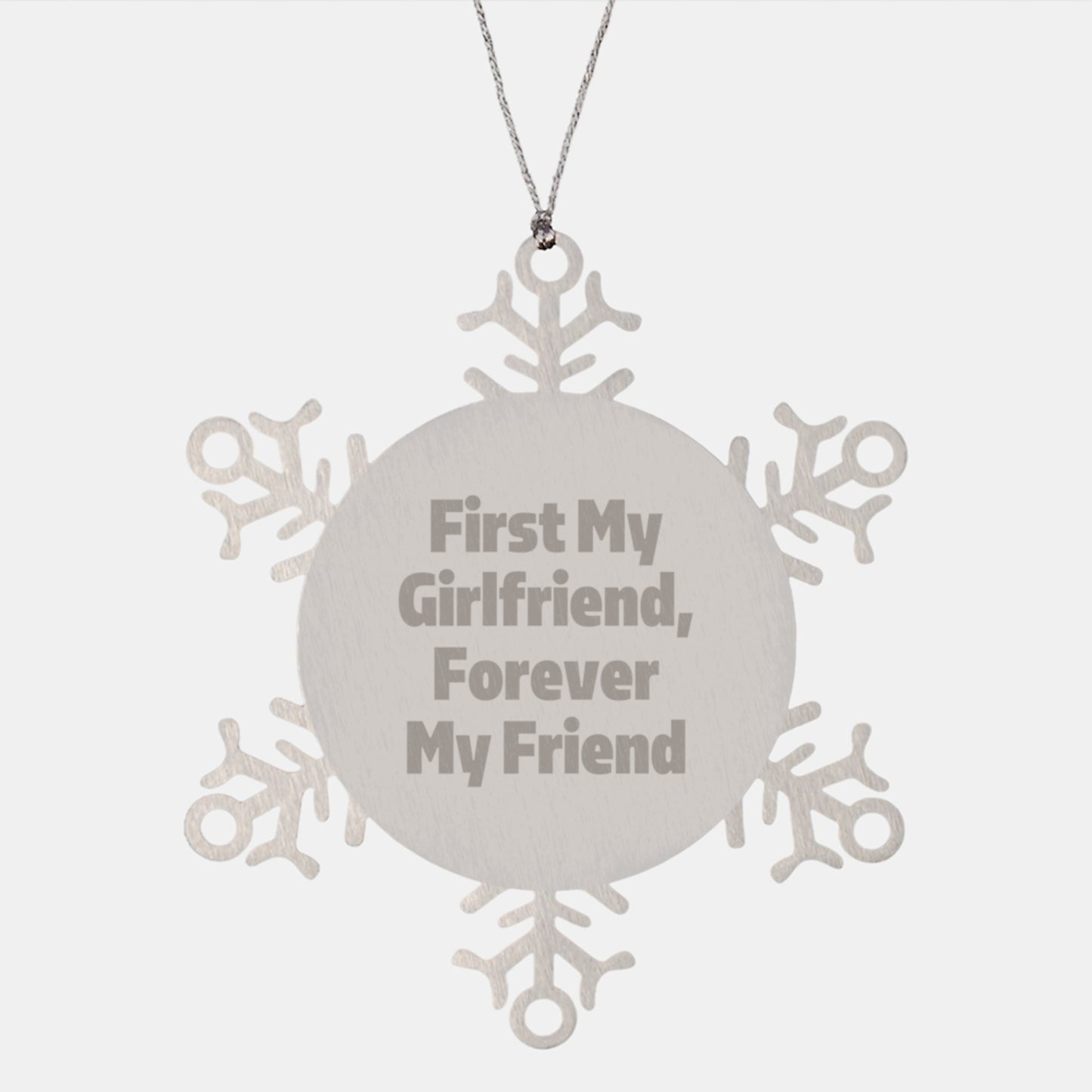 Funny Sweetheart Gifts from Men to Women - First My Sweetheart Forever My Friend Snowflake Ornament, Christmas Unique Gifts for Sweetheart, Stainless Steel Snowflake Ornament - Image 1