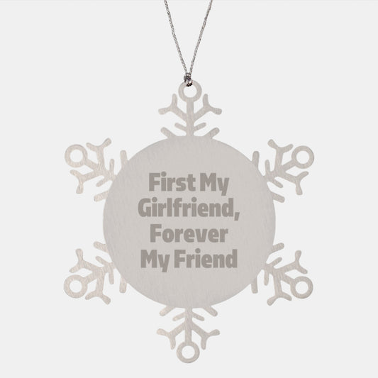 Funny Sweetheart Gifts from Men to Women - First My Sweetheart Forever My Friend Snowflake Ornament, Christmas Unique Gifts for Sweetheart, Stainless Steel Snowflake Ornament - Image 1