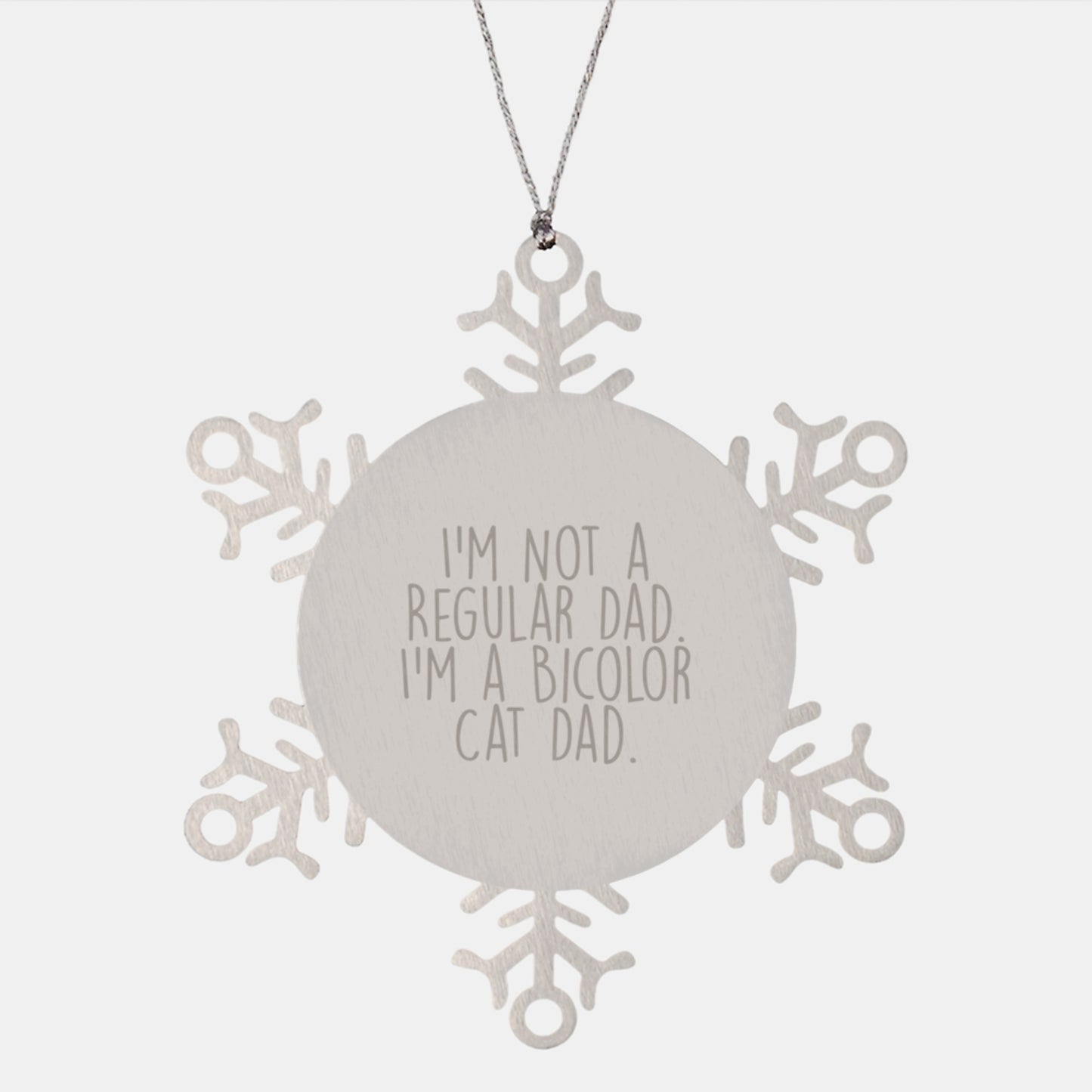 Bicolor Cat Lover Gifts from Dad - Funny Snowflake Ornament for Christmas Unique Gifts for Men - Image 1
