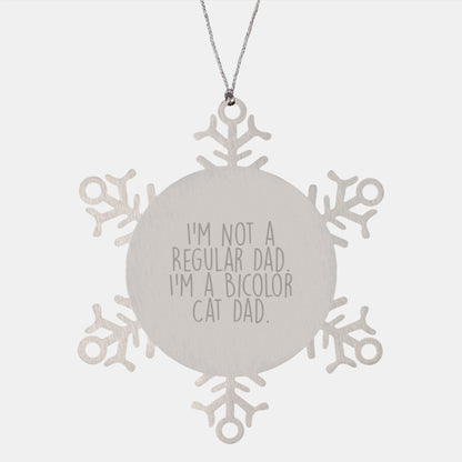 Bicolor Cat Lover Gifts from Dad - Funny Snowflake Ornament for Christmas Unique Gifts for Men - Image 1