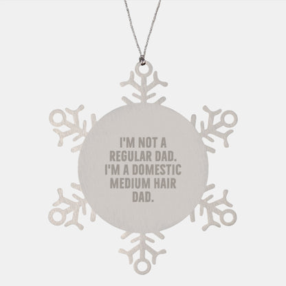 Funny Domestic Medium Hair Dad Snowflake Ornament Gifts from Men to Family for Christmas Unique Presents - Image 1