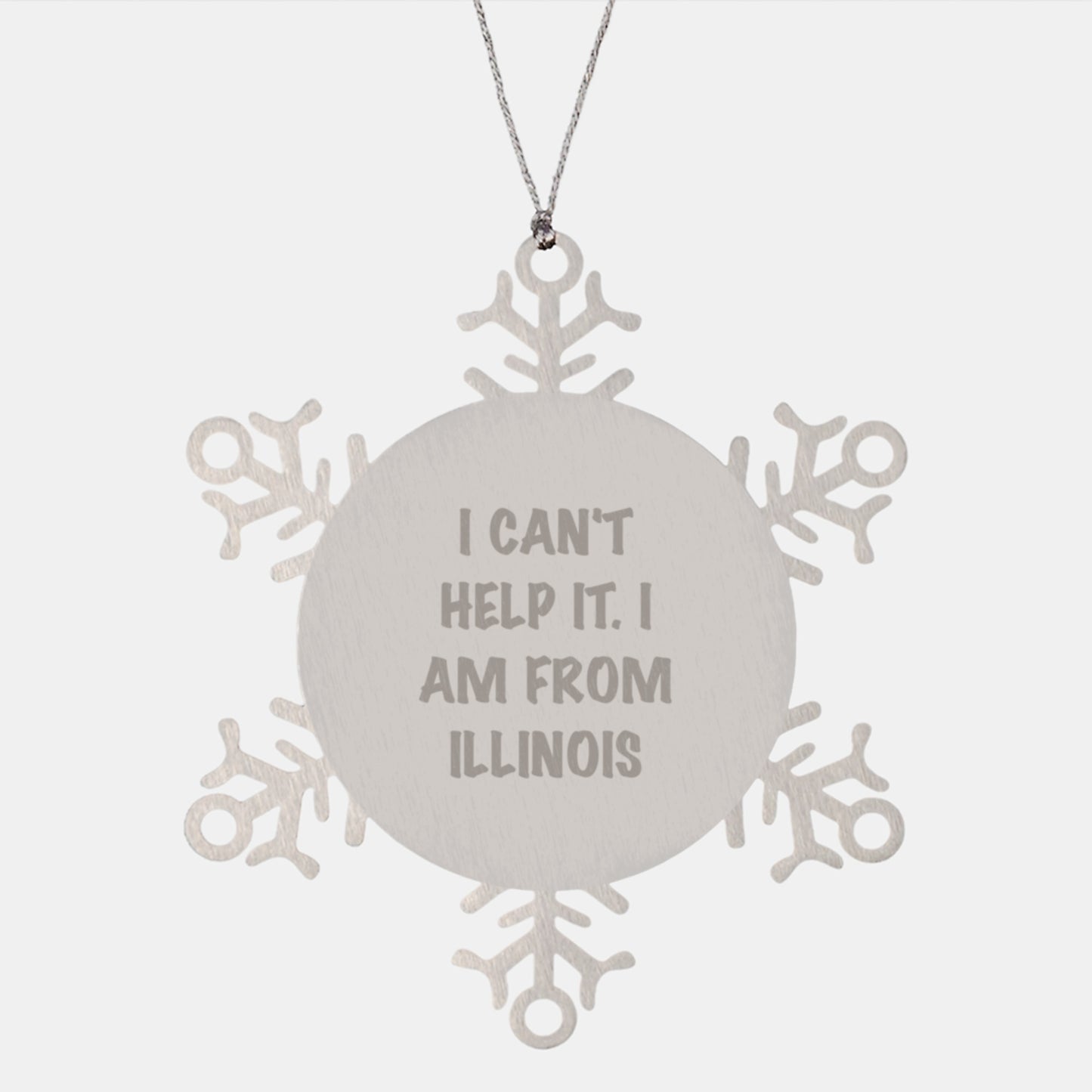Funny Illinois Christmas Snowflake Ornaments Gifts from Friends to Illinois Family and Friends - Image 1