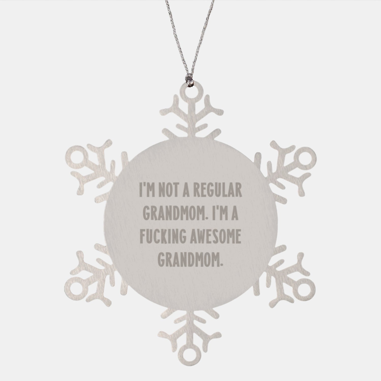 Funny Grandmom Gifts from Family - Unique Snowflake Ornament for 'I'm Not A Regular Grandmom. I'm A F--king Awesome Grandmom.' - Christmas Unique Gifts - Image 1