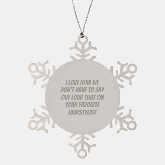 Funny Hairstylist Christmas Unique Gifts from Friends for Hairstylist Snowflake Ornament - Image 1