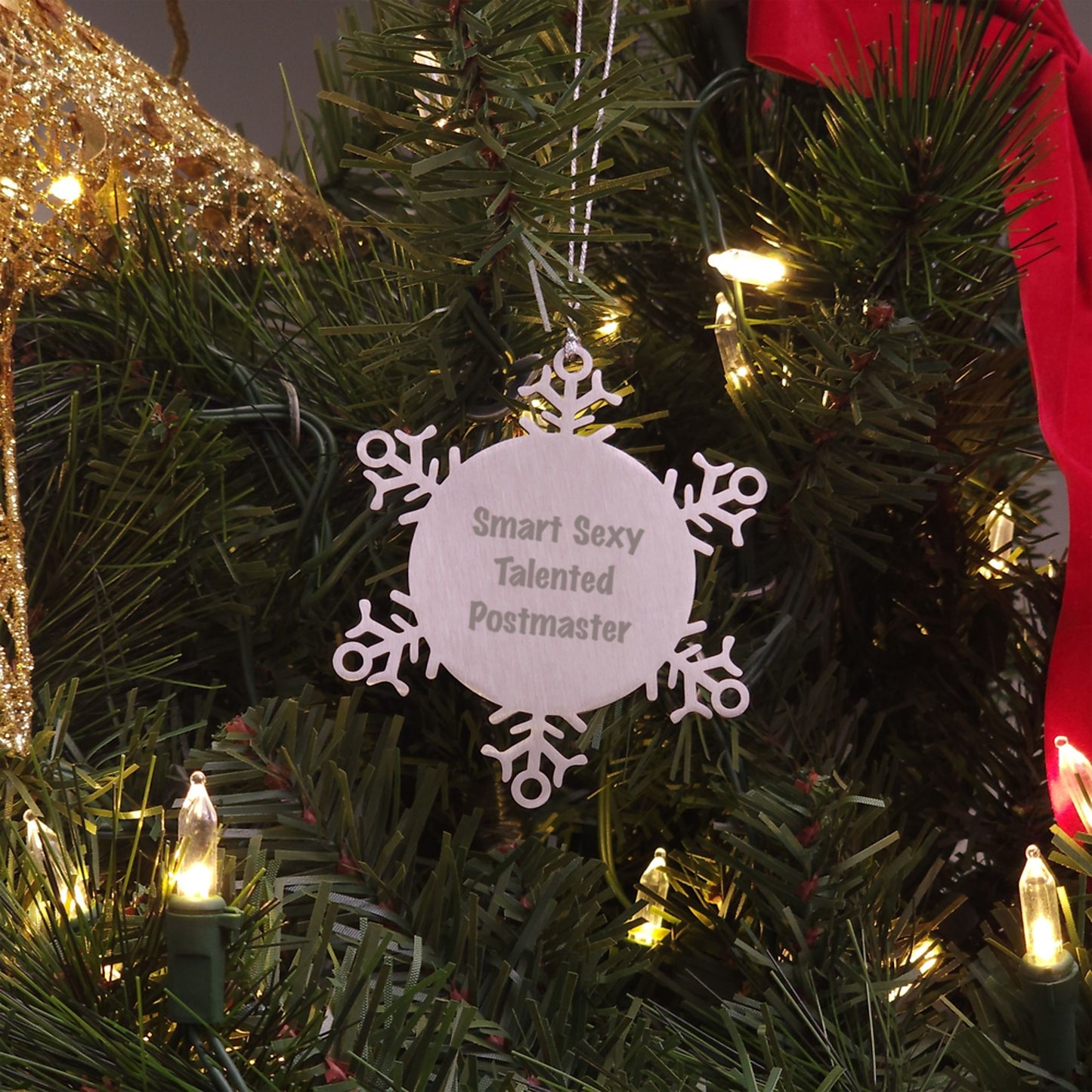 Smart Sexy Talented Postmaster Christmas Unique Gifts, Gifts from Friends for Postmaster Snowflake Ornament, Snowflake Postmaster Ornaments Funny Quote - Image 3