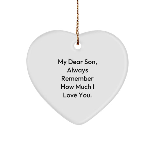 Son Heart Ornament Gifts from Mom to Son, Always Remember How Much I Love You, White Heart Shape for Christmas - Victory Thru Vision