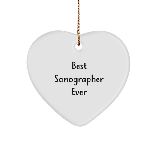 Sonographer Gifts, 'Best Sonographer Ever', Heart Ornament for Christmas, Gifts from Family, Gifts for Sonographer - Victory Thru Vision