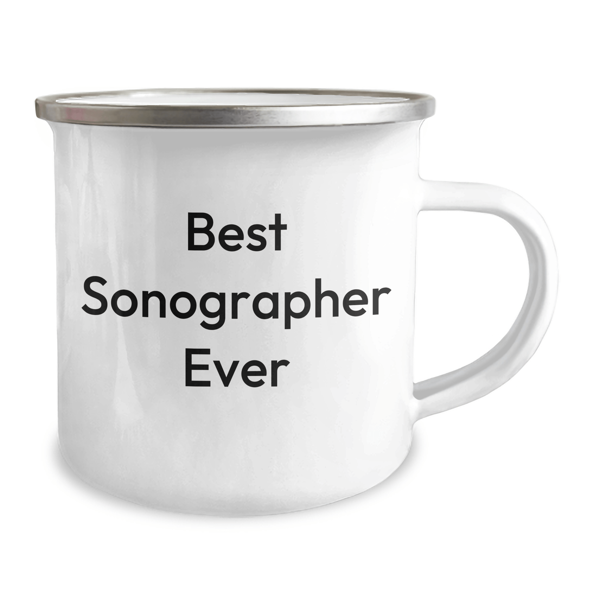 Sonographer Gifts from Friends, Best Sonographer Ever Camping Mug for Graduation, Funny Quote Inside, 12 oz Stainless Steel with Enamel Finish - Victory Thru Vision
