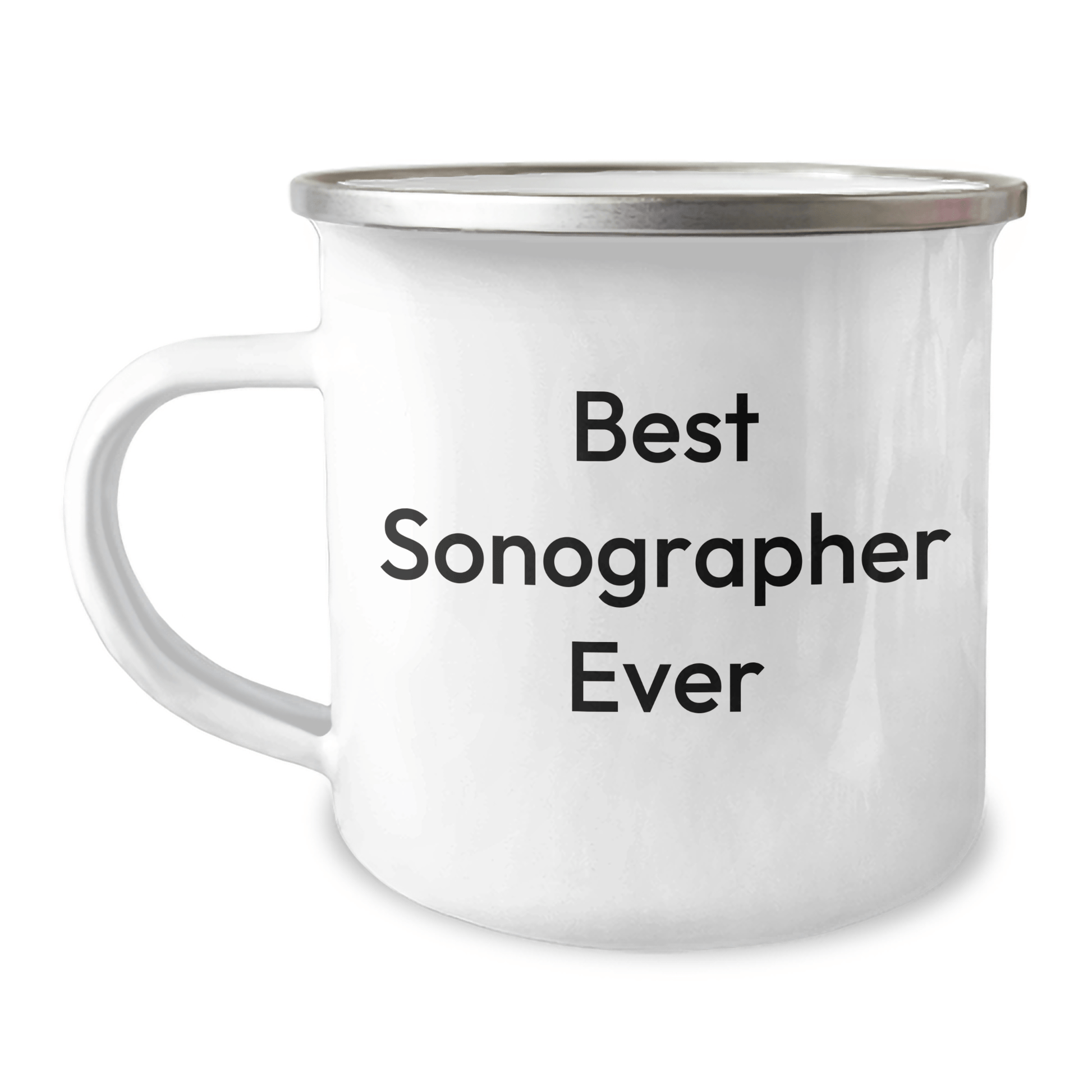 Sonographer Gifts from Friends, Best Sonographer Ever Camping Mug for Graduation, Funny Quote Inside, 12 oz Stainless Steel with Enamel Finish - Victory Thru Vision
