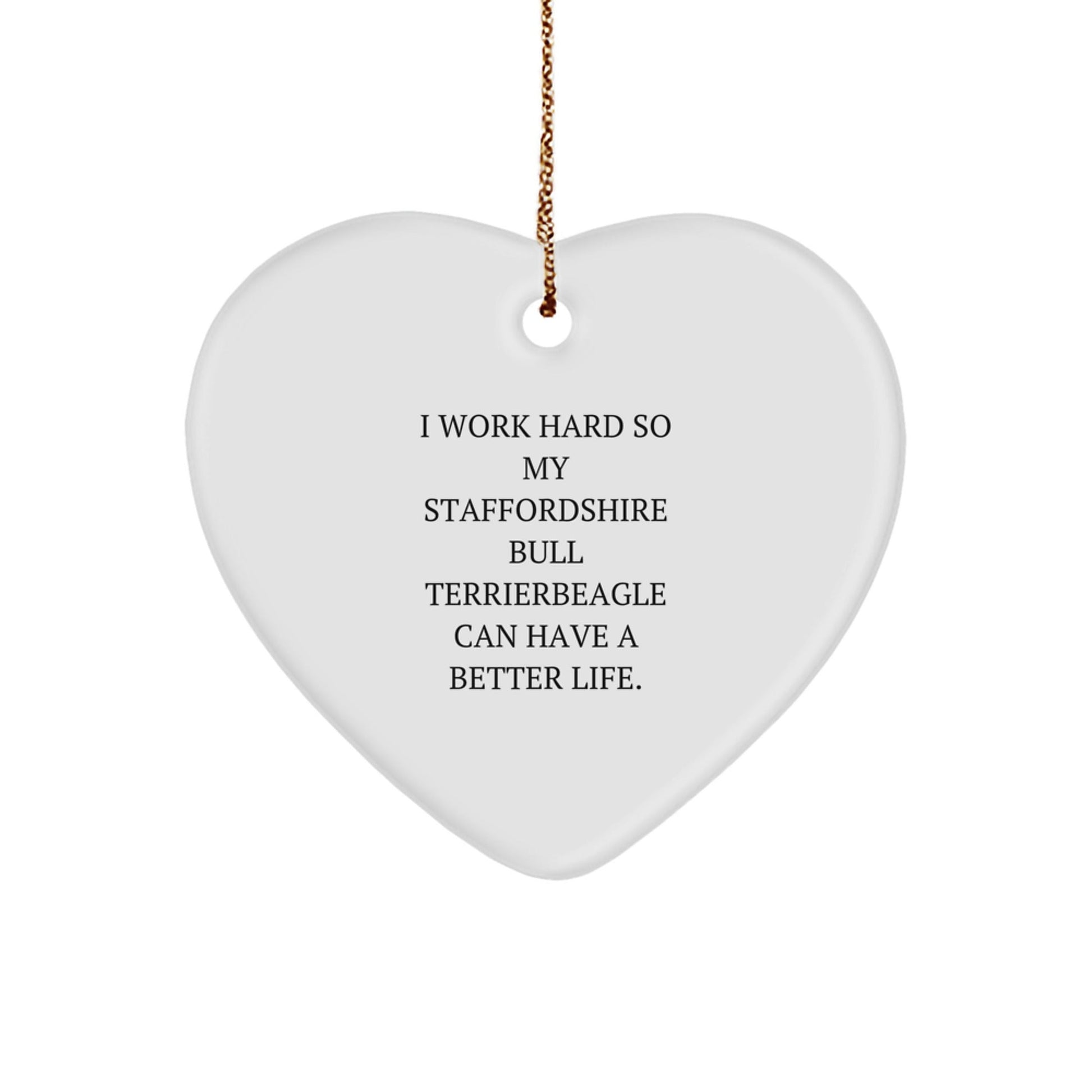 Staffordshire Bull Terrier Dog Gifts for Men, Inspirational Quote Heart Ornament, Christmas Unique Gifts from Friends, Family, Coworkers - Victory Thru Vision