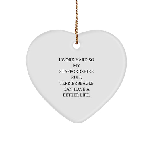 Staffordshire Bull Terrier Dog Gifts for Men, Inspirational Quote Heart Ornament, Christmas Unique Gifts from Friends, Family, Coworkers - Victory Thru Vision