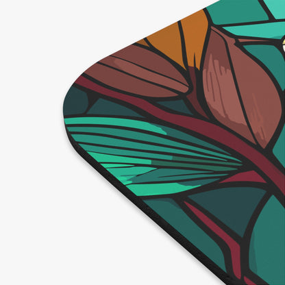 Stained Glass Flowers Mouse Pad, Floral Desk Pad, Floral Mouse Pad, Office Accessories, Unique Desk Mat, Home Office Décor - Victory Thru Vision 