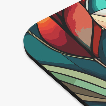 Stained Glass Flowers Mouse Pad, Floral Mouse Mat, Rectangle Desk Pad, Office Accessories, Desk Decor, Computer Mousepad - Victory Thru Vision 