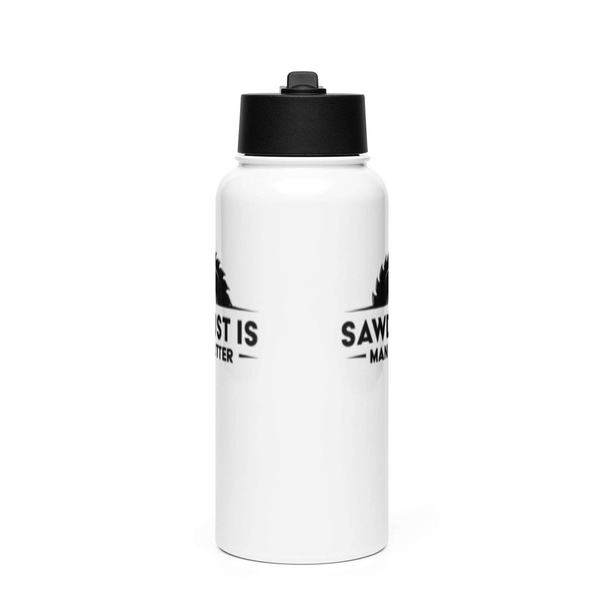 Woodworking Sawdust Is Man Glitter Stainless steel water bottle with a straw lid - Victory Thru Vision 