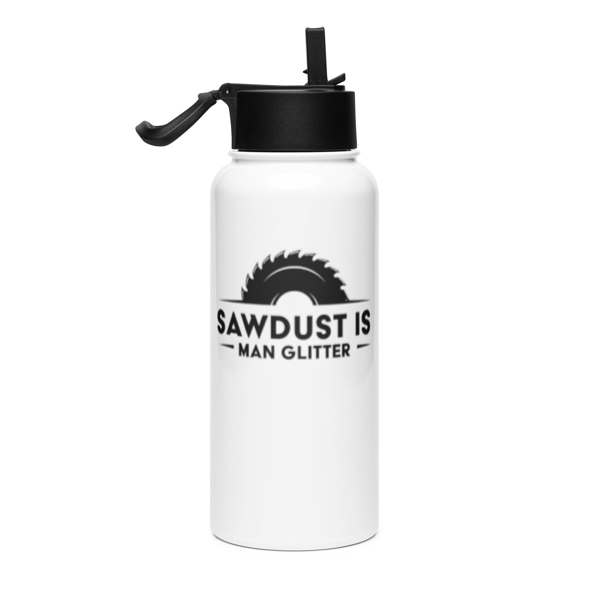 Woodworking Sawdust Is Man Glitter Stainless steel water bottle with a straw lid - Victory Thru Vision 