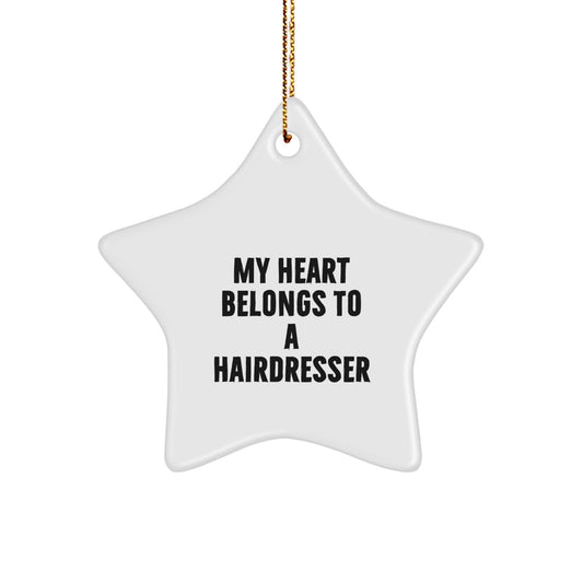 Funny Hairdresser Star Ornament Gift from Men to Hairdresser Woman on Christmas Unique Gifts - Image 1
