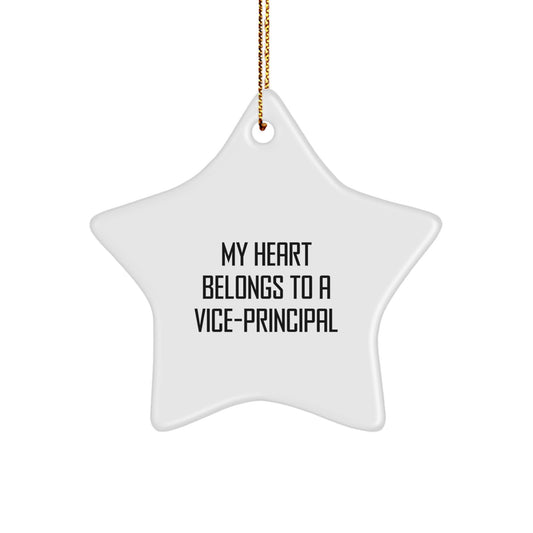 Funny Vice-principal Star Ornament Gifts from Friends for Vice-principal, Heart Belongs to Vice-principal Star Shaped Decor, Christmas Unique Gifts for Vice-principal - Image 1