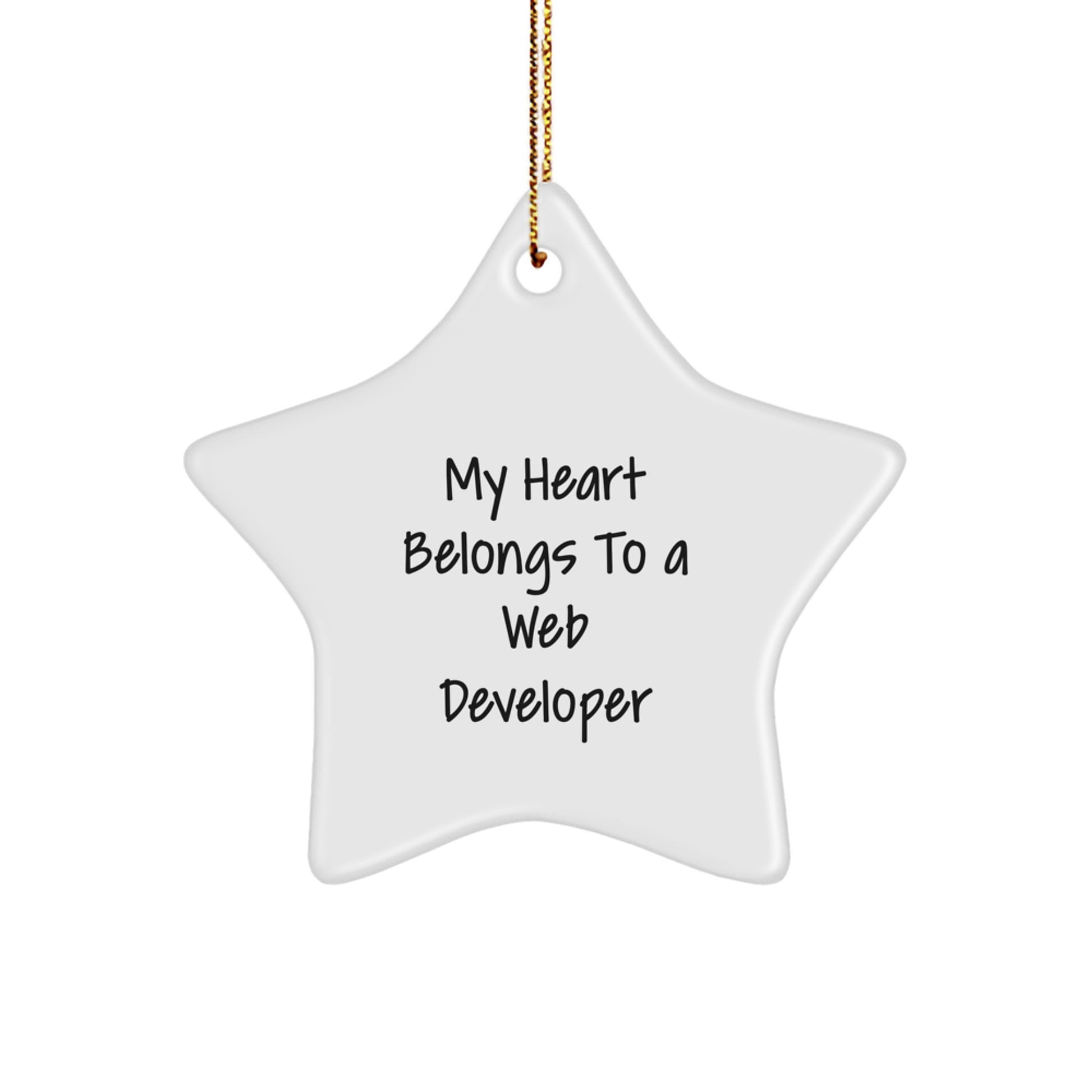 Funny Web Developer Gifts, Star Ornament with Heart Quote, Gifts from Friends for Web Developers at Christmas - Image 1