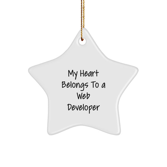 Funny Web Developer Gifts, Star Ornament with Heart Quote, Gifts from Friends for Web Developers at Christmas - Image 1