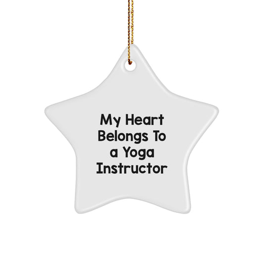 Funny Yoga Instructor Gifts for Her - 'My Heart Belongs To A Yoga Instructor' Star Ornament from Friends, Christmas Unique Gifts for Women - Image 1