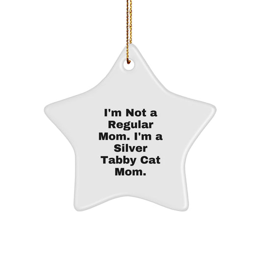 Funny Silver Tabby Cat Mom Gifts for Christmas, Star Ornament from Friends, Silver Tabby Cat Lovers' Unique Christmas Unique Gifts - Image 1