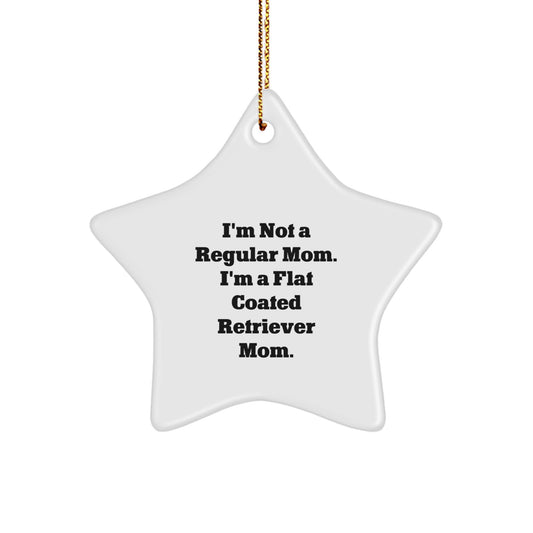 Funny Flat Coated Retriever Dog Mom Gifts from Friends for Christmas Unique Star Ornaments, 'I'm Not A Regular Mom. I'm A Flat Coated Retriever Mom.' - Image 1