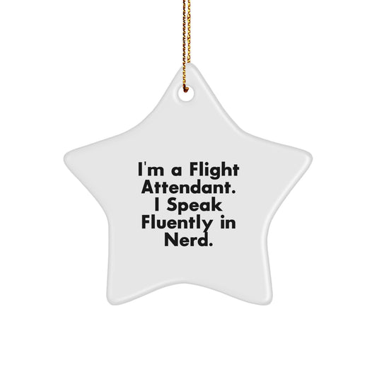 Flight Attendant Gifts, Funny Star Ornament, 'I Speak Fluently In genius' Quote, Gifts from Friends and Family for Flight Attendants, Unique Christmas Decorations - Image 1