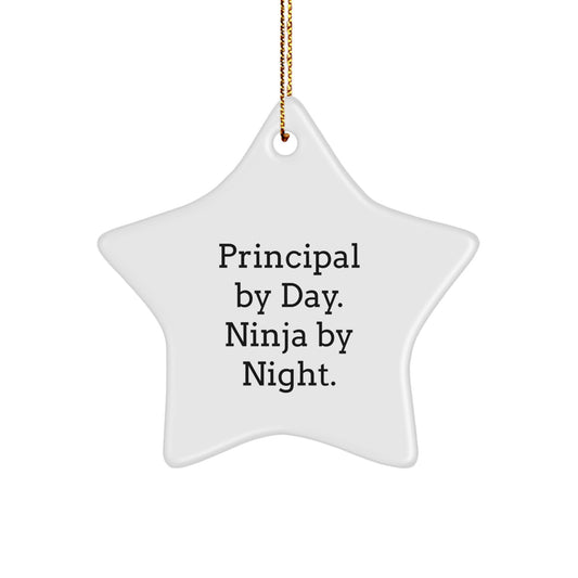Principal by Day, Star Ornament by Night, Funny Christmas Unique Gift for Principal, Principal Gifts from Men, Star Ornament for Principal's Desk - Image 1