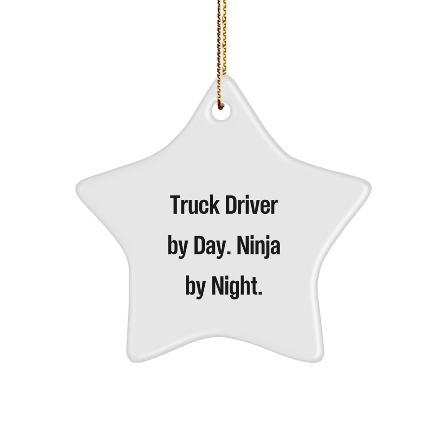 Truck Driver Gifts from Men - Funny Star Ornament, Christmas Unique Decorations for Truckers, White, Star Shaped, Star Ornament Gift Ideas - Image 1