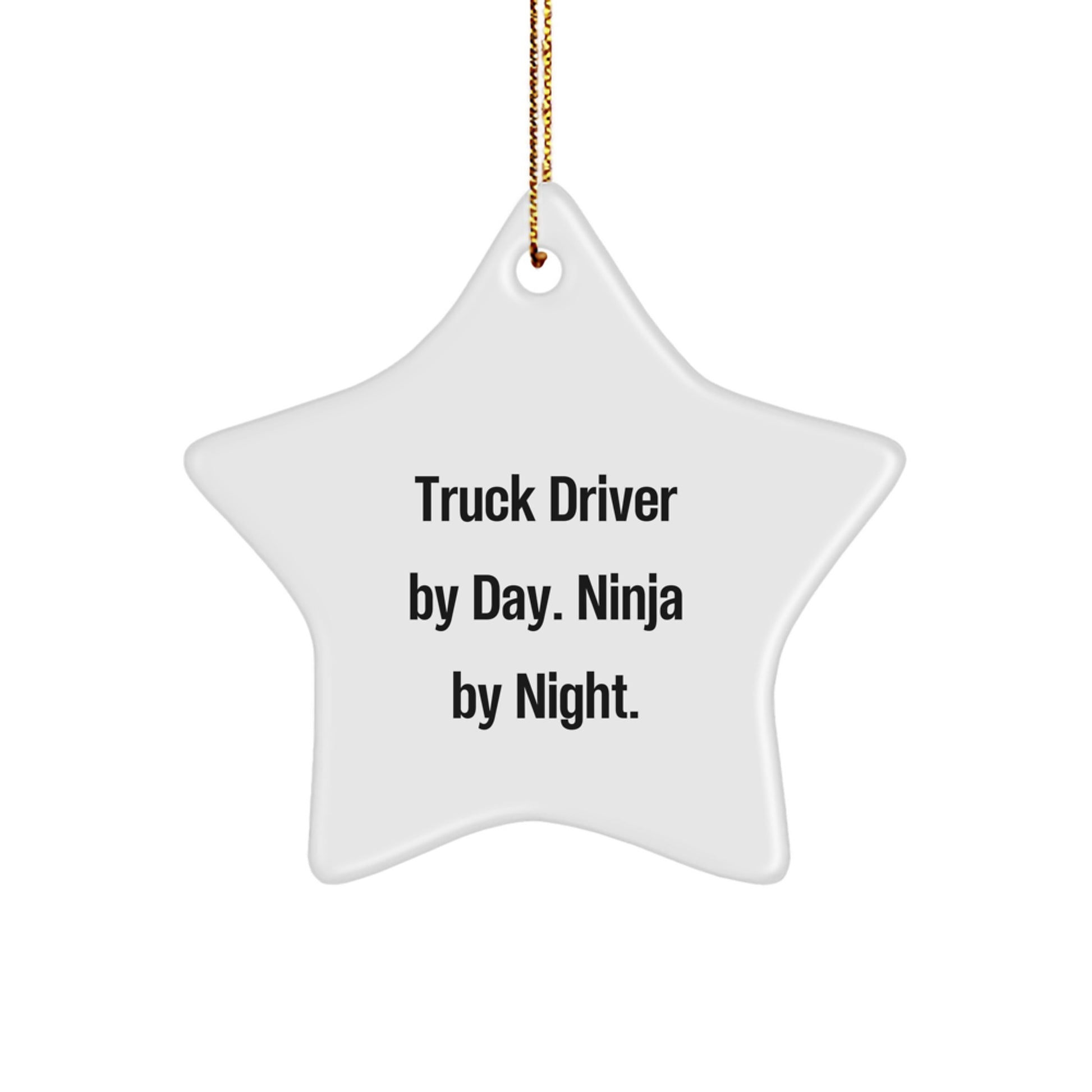Truck Driver Gifts from Men - Funny Star Ornament, Christmas Unique Decorations for Truckers, White, Star Shaped, Star Ornament Gift Ideas - Image 1