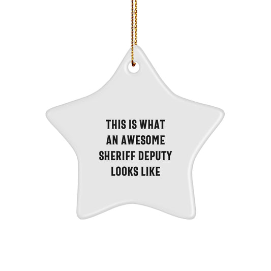 Funny Sheriff Deputy Star Ornament Gifts from Friends or Family for Sheriff Deputy Men or Women Christmas Unique Decorations - Image 1