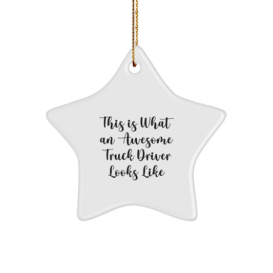 Funny Truck Driver Gifts for Men from Family Christmas Unique Star Ornament This Is What An Awesome Truck Driver Looks Like - Image 1