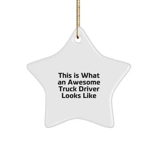 Funny Truck Driver Gifts from Family, Star Ornament for Men, Christmas Unique Presents for Truckers Who Rock - Image 1