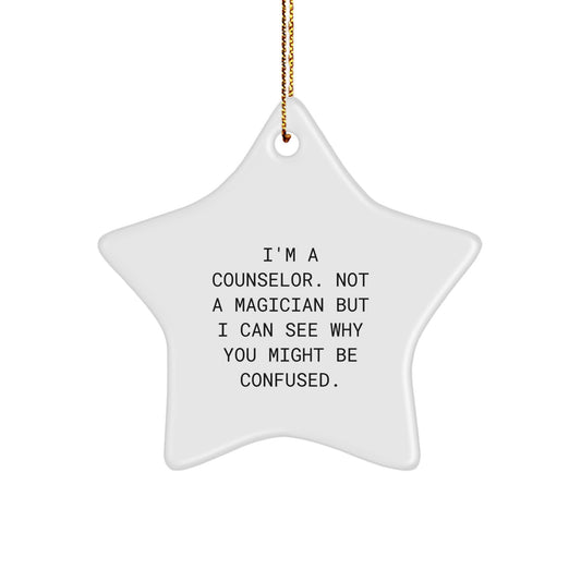 Funny Counselor Gifts from Family and Friends - Star Ornament for Christmas Unique Ideas for Counselor Men and Women - Image 1