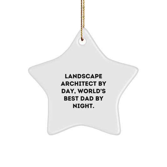 Landscape Architect Star Ornament, Funny Quote Gifts for Him, Christmas Unique Present from Dad, World's Best Dad By Night. - Image 1