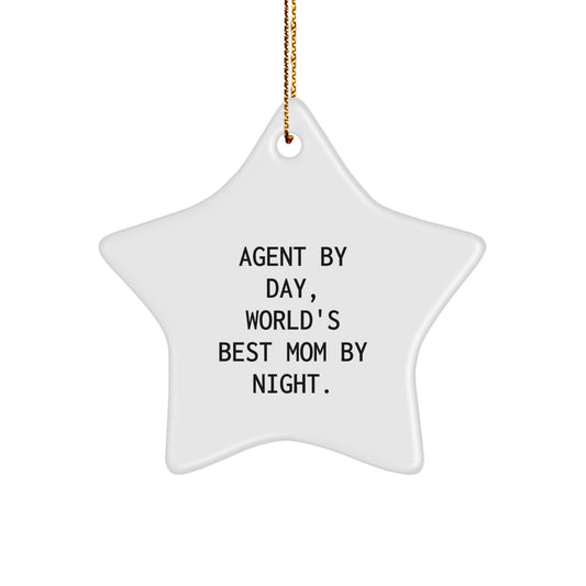 Agent Gifts from Men - Funny Star Ornament for Agent, Unique Christmas Unique Gifts for Agent, Best Mom Agent Star Ornaments, Gift Ideas for Agent By Day, World's Best Mom By Night. - Image 1
