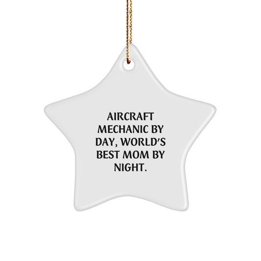 Funny Aircraft Mechanic Christmas Star Ornament Gifts from Mom, Star Shaped Decoration for Aircraft Mechanics, Unique Christmas Unique Gifts for Friends or Family - Image 1