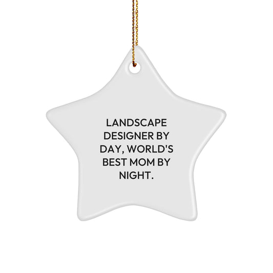 Funny Landscape Designer Gifts for Friends from Family by Day Star Ornament White Gold Cord Christmas Unique - Image 1