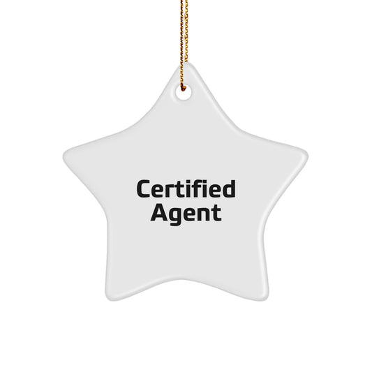Agent Star Ornament, Funny Quote Gifts from Friends to Men, White Star Shaped, 'You're a Star', Christmas Unique Agent Gifts - Image 1