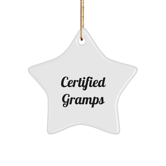 Funny Gramps Gifts from Family Star Ornament, Christmas Unique Presents for Men, Gramps Star Decoration, Certified Gramps Quote - Image 1