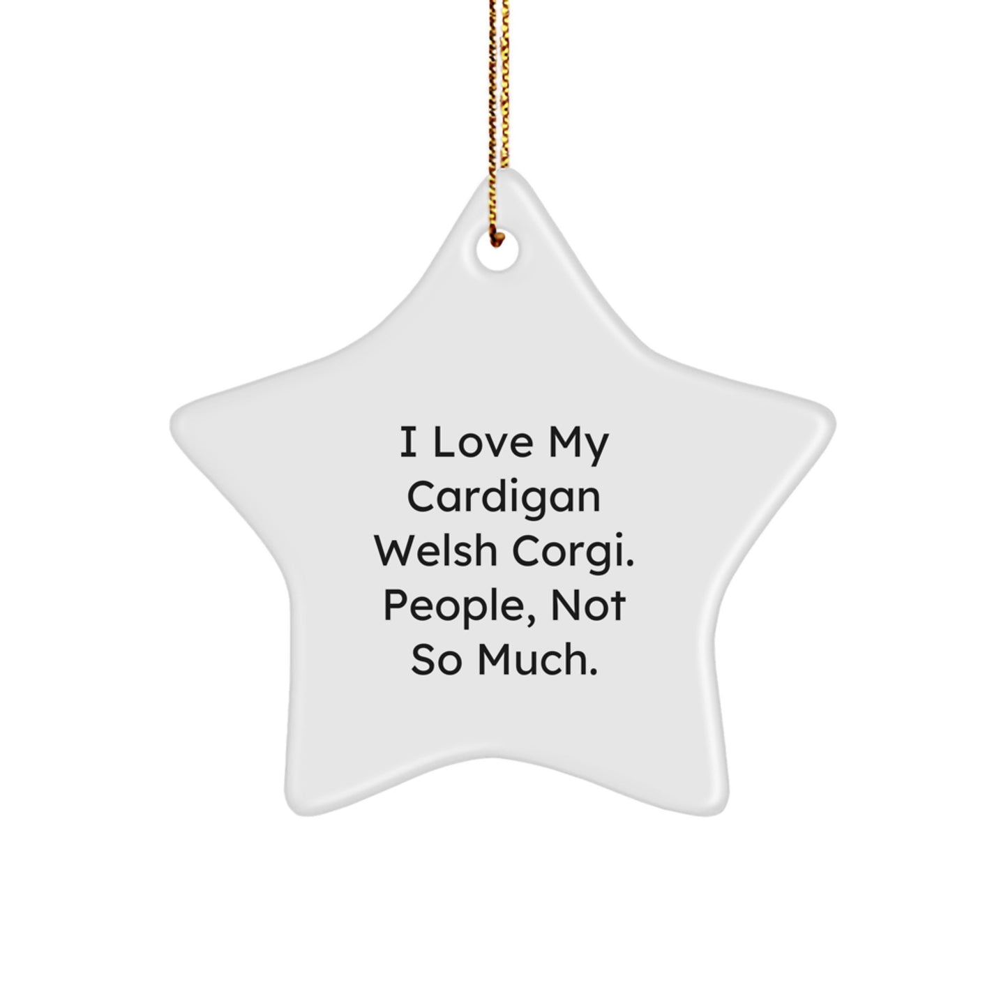 Funny Cardigan Welsh Corgi Dog Gifts from Friends for Christmas - Star Ornament with 'I Love My Cardigan Welsh Corgi. People, Not So Much.' Quote - Image 1