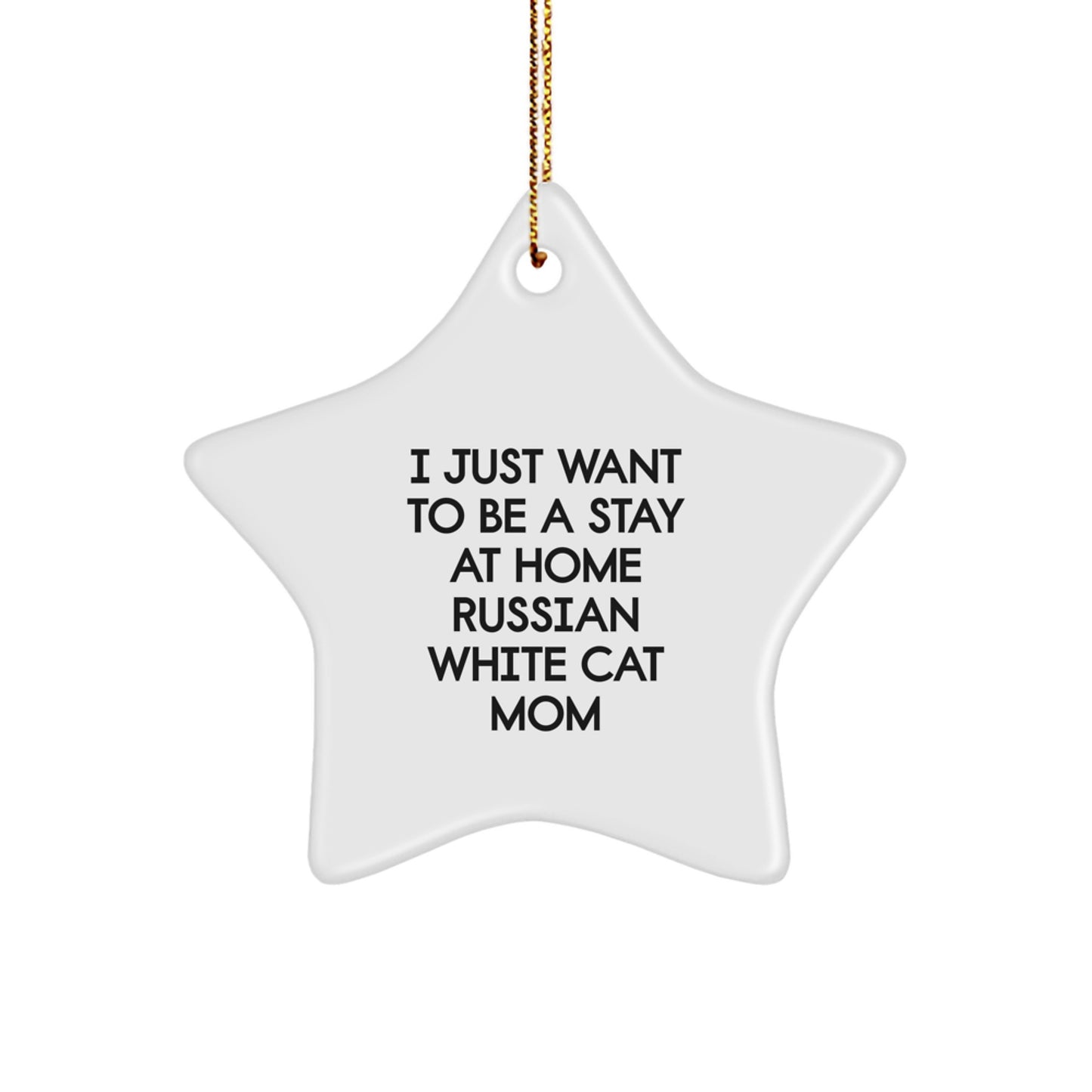 Funny Russian White Cat Mom Star Ornament Gift from Family for Christmas - Image 1