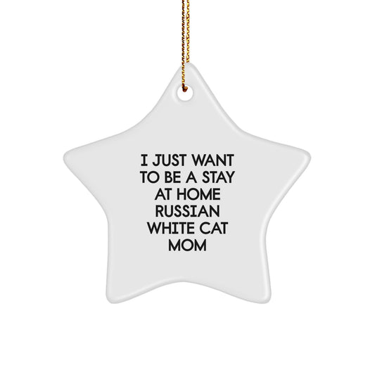 Funny Russian White Cat Mom Star Ornament Gift from Family for Christmas - Image 1
