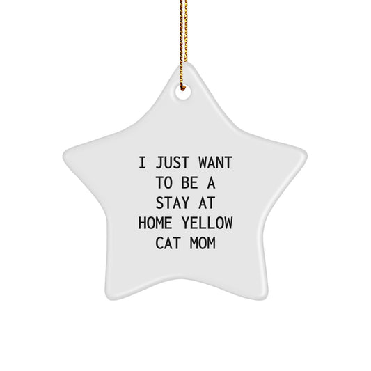 Funny Yellow Cat Mom Christmas Star Ornament Gifts for Yellow Cat Enthusiasts, Gifts from Family and Friends to Family and Friends - Image 1