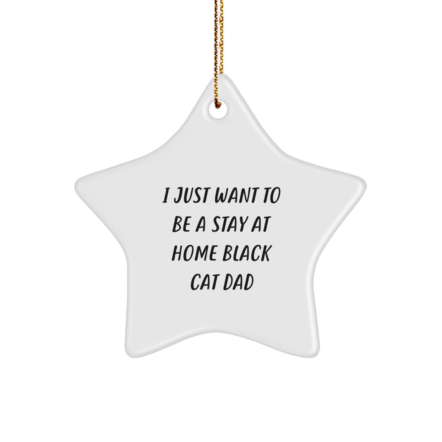 Funny Black Cat Gifts for Dad - I Just Want To Be A Stay At Home Black Cat Dad Star Ornament Christmas Unique Gifts from Men to Family - Image 1