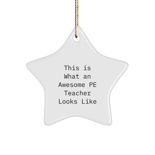 Funny PE Teacher Gifts from Friends - This Is What An Awesome PE Teacher Looks Like Star Ornament for Christmas - Image 1