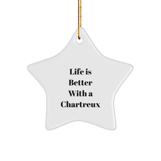 Chartreux Cat Lovers Gift, Star Ornament, 'Life Is Better With A Chartreux', Christmas Unique Gifts from Friends - Image 1