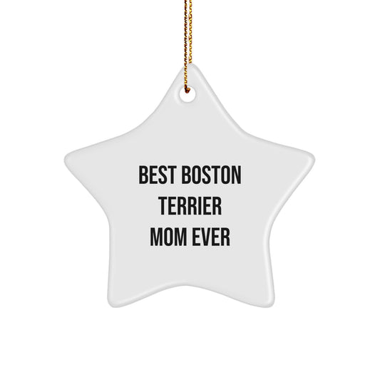 Funny Boston Terrier Dog Gifts, Best Boston Terrier Mom Ever Star Ornament, Christmas Unique Gifts for Friends from Mom - Image 1