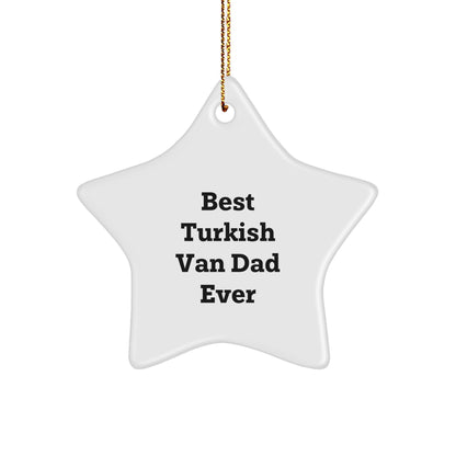 Funny Turkish Van Cat Christmas Star Ornament Gifts from Dad for Best Turkish Van Dad Ever - Image 1